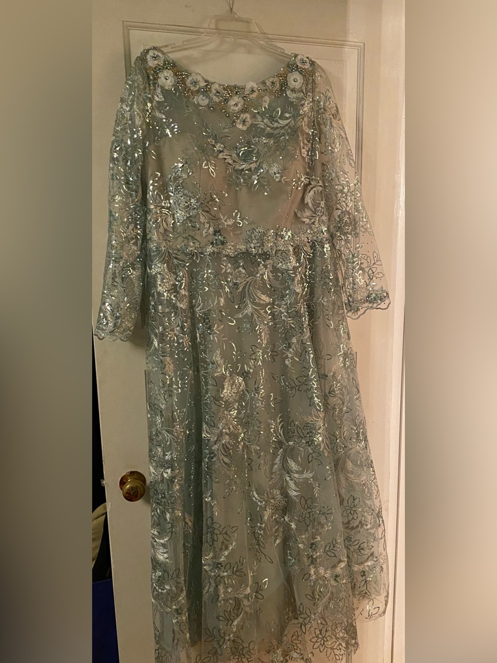 Shimmering Mac Duggal 67498 Bateau Neck Gown Size 14